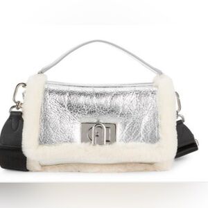 Furla Faux Fur & Metallic Leather Too Handle / Crossbody